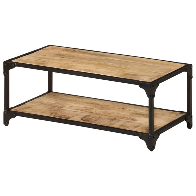 vidaXL - Salontafel - 90x45x35 - cm - massief - ruw - mangohout