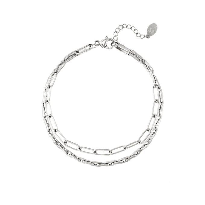 Dubbele schakel armband - Dames - Roestvrijstaal - Zilverkleurig