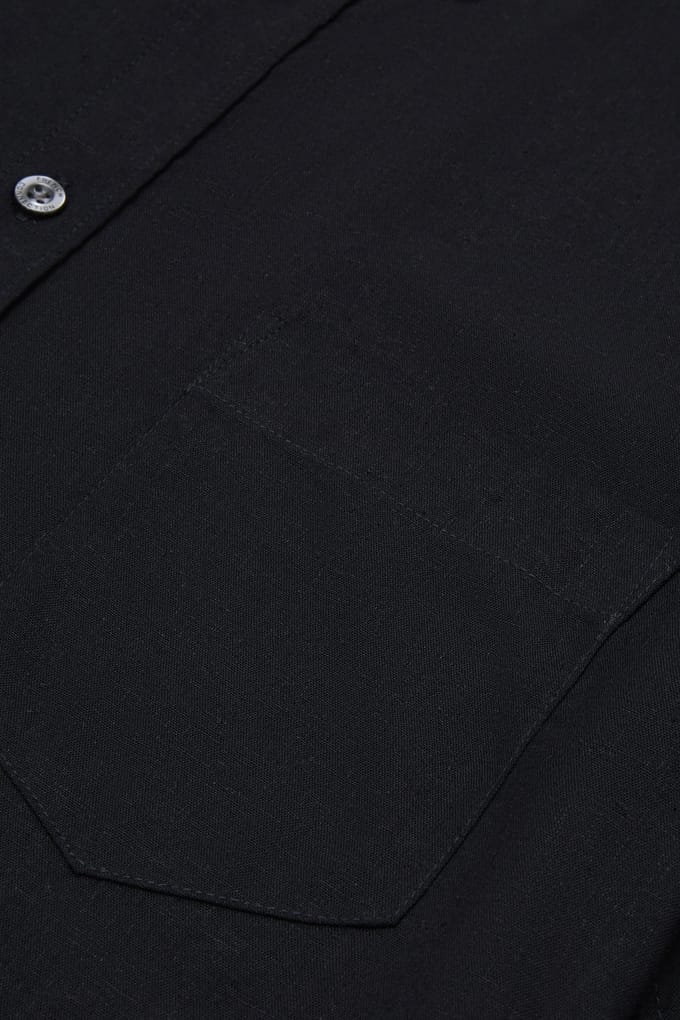 French Connection Linen 22 S/s Trim Black Größe: M | Casual hemden Outlet | Herren | Schwarz