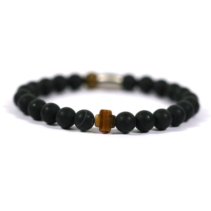 Heren armband edelsteen matte onyx - Ibizamen 19cm