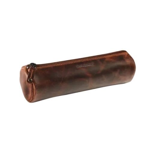 Maverick lederen pennenzak, rond, large, bruin
