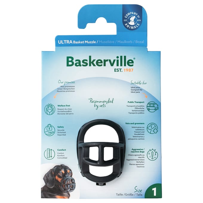 Muilkorf Baskerville Ultra 2.0 - Maat 1: Bijv. Yorkshire Terrier, Malteser