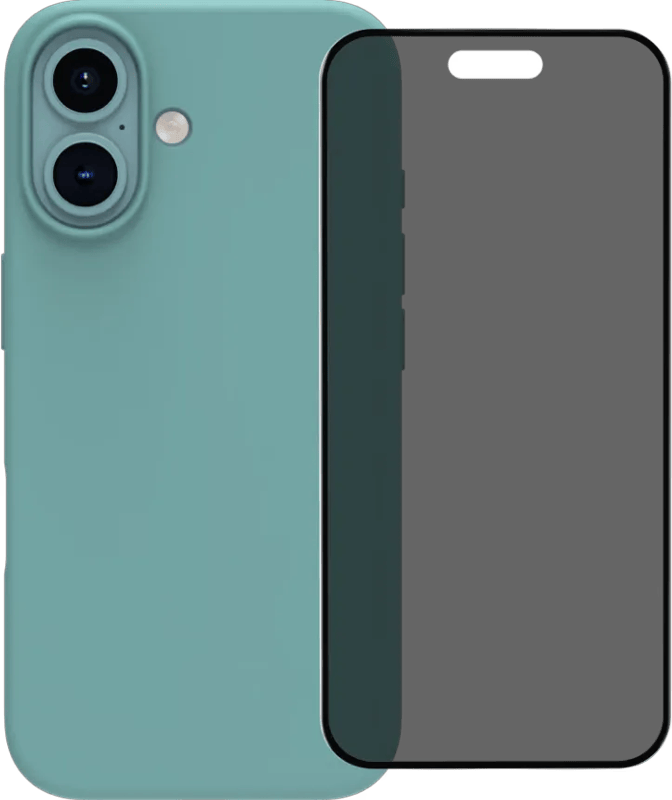 BlueBuilt Back Cover iPhone 16 Groen + Privacy Filter Screenprotector Glas