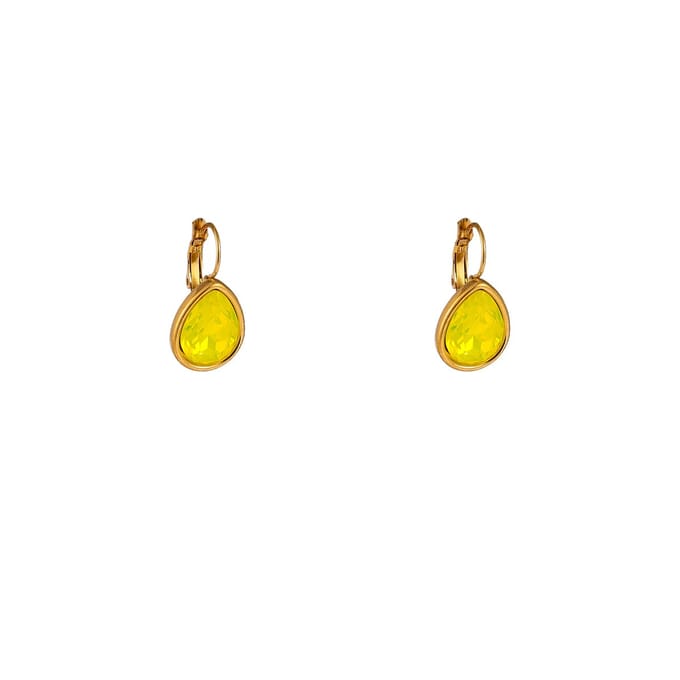 Go Dutch Label Oorhangers French Hook - Big Drop Stone Lemon