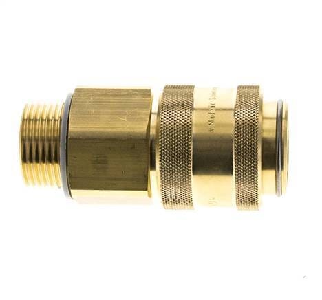Messing DN 19 Luchtkoppeling Snelkoppeling G 1 inch Buitendraad Double Shut-Off - CLS19-M-B-SV-100