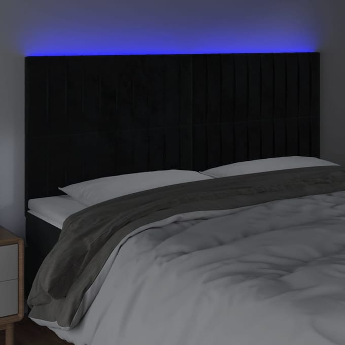 vidaXL - Hoofdbord - LED - 160x5x118/128 - cm - fluweel - zwart