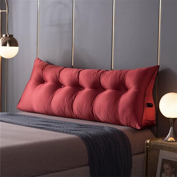 Wigkussen Hoofdbord - Leeskussen Bed - Comfortabel Lezen - Ergonomische Driehoeksvorm - Groot - Rood