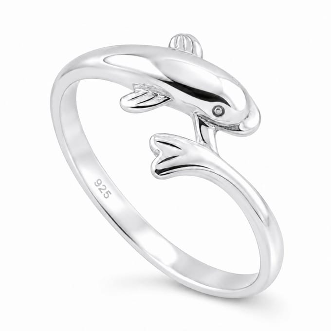 925 Sterling Zilveren Dolfijn Ring – Verstelbare Meisjesring / Tienerring – Open Ring met Dolfijn Design