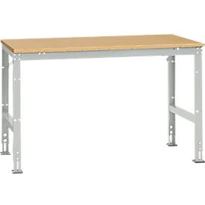 Manuflex AU4065.7035 Werk achtergrond tafel universele standaard met multiplex plaat, bxdxh = 1500 x 1000 x 760-870 mm Grijs-wit (RAL 7035)