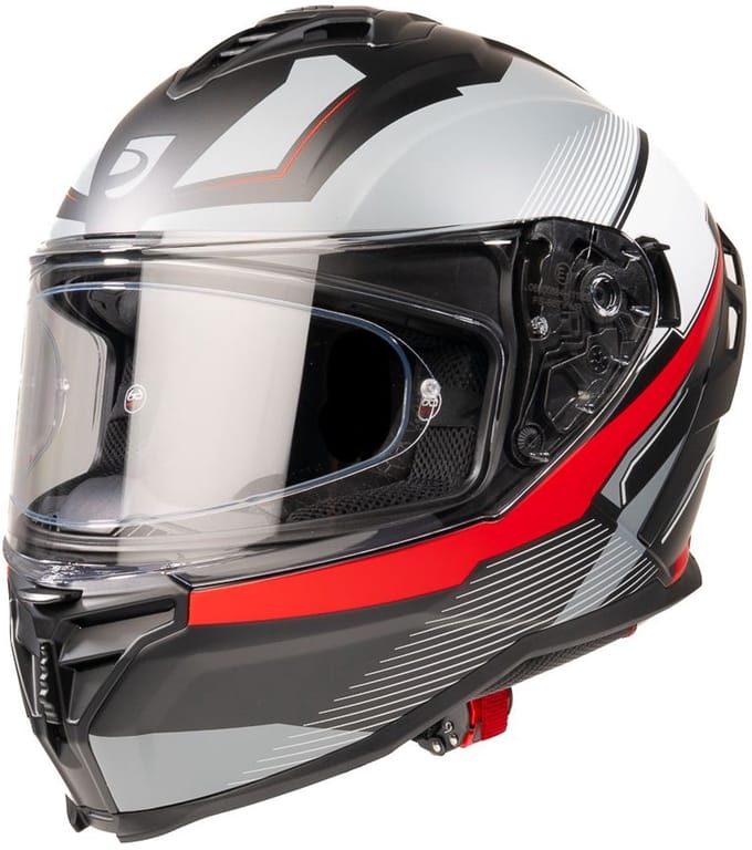 MOTOBLOUZ HYPERION LUX Integraalhelm - ECE 22.06 gekeurde Helm Scooter, Motor & Brommer - Heren & Dames - Zwart/Wit/Rood - S