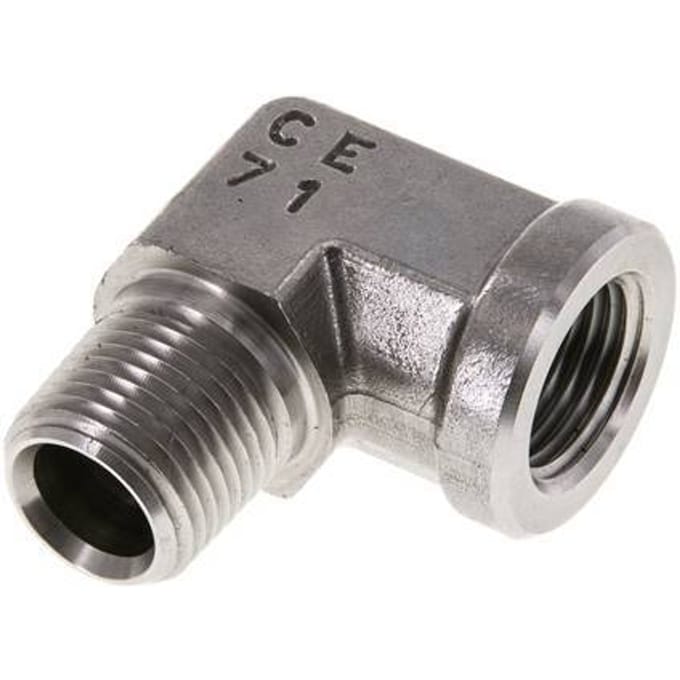 3/4'' NPT x 3/4'' NPT M/F RVS L-Fitting 90graden 170 Bar - Hydrauliek - FL2E-MF-S-034N