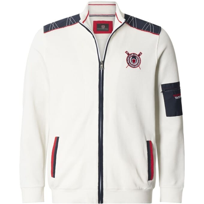 Jan Vanderstorm herren Sweatvest - 60/62 - wit - Plus Size