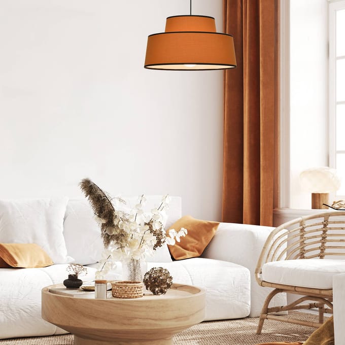 COREP Hanglamp Mallorca, karamel, Ø 38 cm, katoen