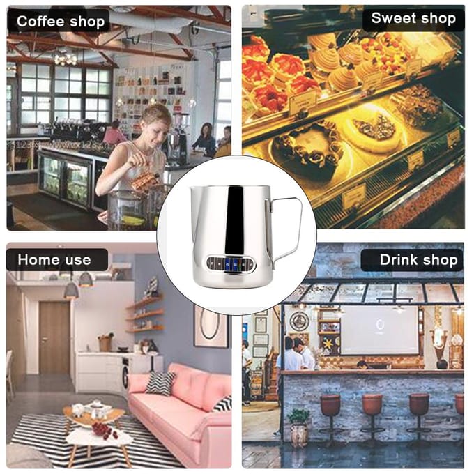 Espresso Opschuitlepels Roestvrij Staal Espresso Melk Opschuitlepel met Thermometer Koffie zilver