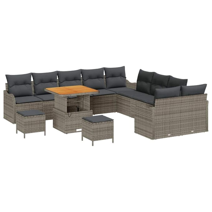 vidaXL - Tuinbank - Set - 13 - st - Grijs - poly - rattan