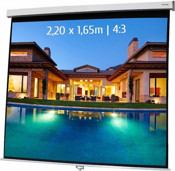 Projectiescherm Handmatig - Presentatiescherm - Thuisbioscoop Presentaties - Automatische Sluiting SRC - 220x165 cm 4:3 - Wit PVC