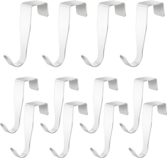 12 stuks Roestvrijstalen Deurhaken voor Kleding - Wit
