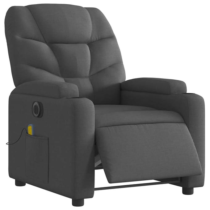 vidaXL - Massagestoel - elektrisch - verstelbaar - stof - donkergrijs
