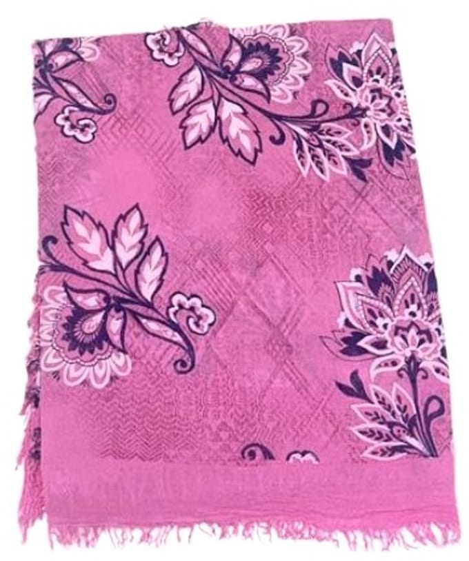 Lange Sjaal - 100% Bamboe - Print - (3802)Fuchsia/Roze