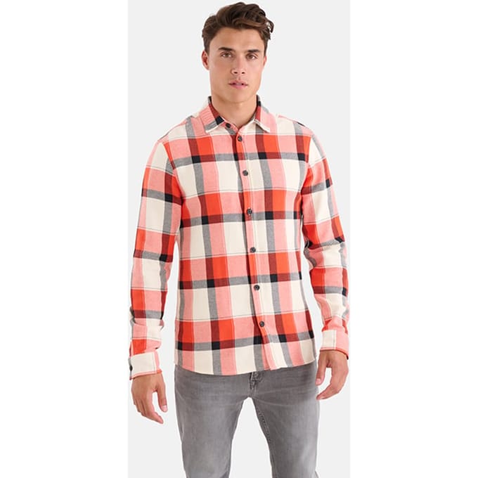 Shoeby Ma-sbred Check Sls Orange Größe: S | Casual hemden Outlet | Herren | Orange