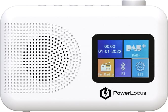 PowerLocus DAB Radio - Draagbare Radio - Bluetooth - DAB+/ FM - Dimbaar - Batterijen & Netstroom - Wit