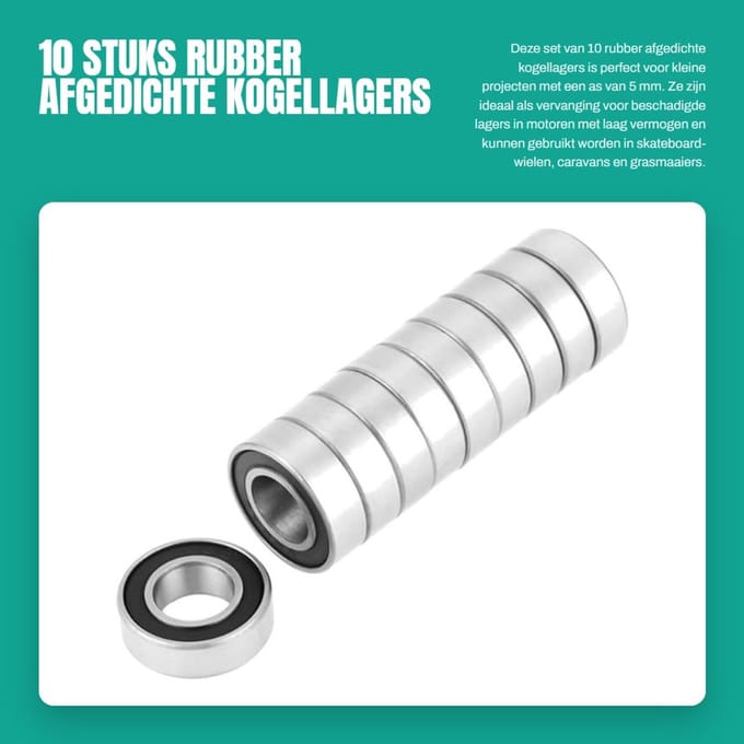 Solidchoice - 10 Stuks Rubber Afgedichte Kogellagers 8x16x5mm voor Kleine Projecten