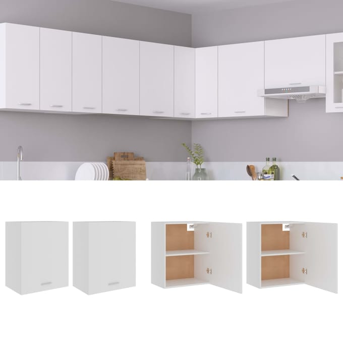 vidaXL - Bovenkasten - 2 - st - Lyon - 50x31x60 - cm - bewerkt - hout - wit