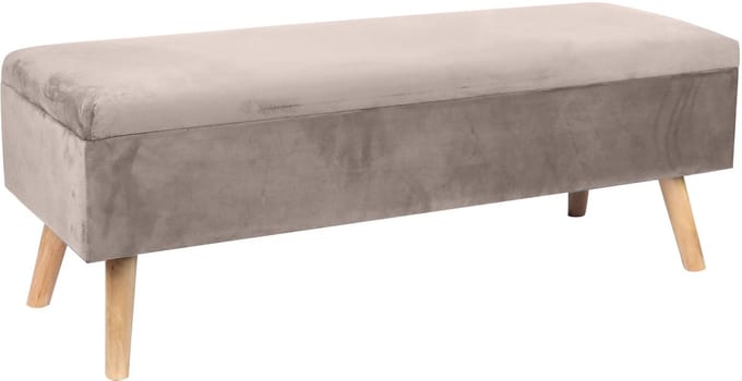 Zitbank met opbergruimte - 40x110x40 cm - fluweel - crème