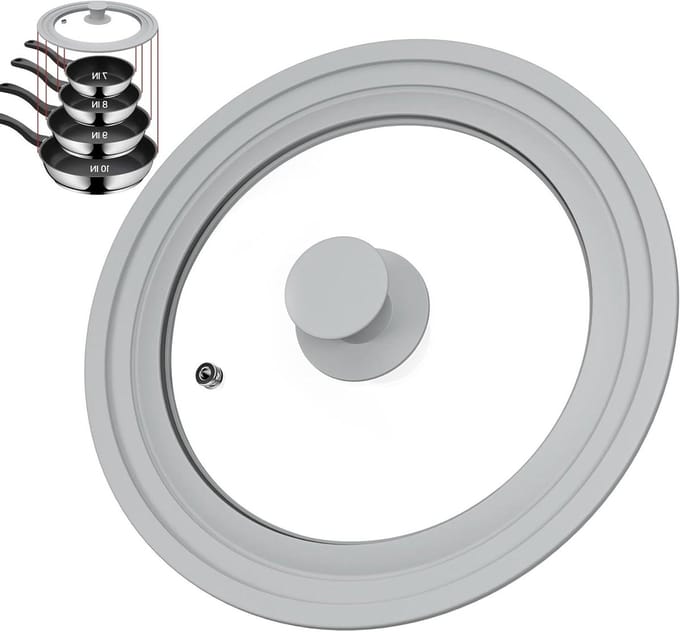 Universeel Deksel - Pan Deksel - Koken - Gehard Glas - 7-10 Inch - Grijs