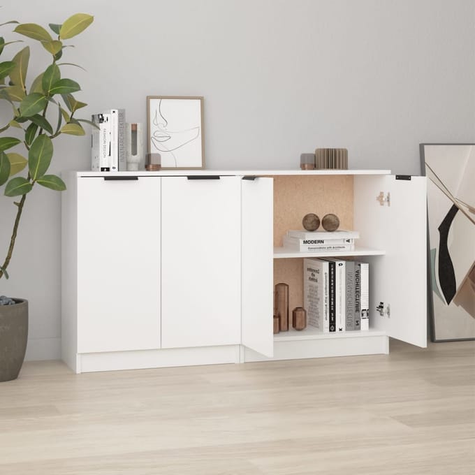 vidaXL - Dressoirs - 2 - st - 60x30x70 - cm - bewerkt - hout - wit