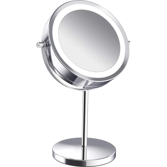 Vergroot Make-up Spiegel met LED Licht Dubbelzijdig 5x Vergroting 360 Graden Rotatie Kaptafel Regular model white