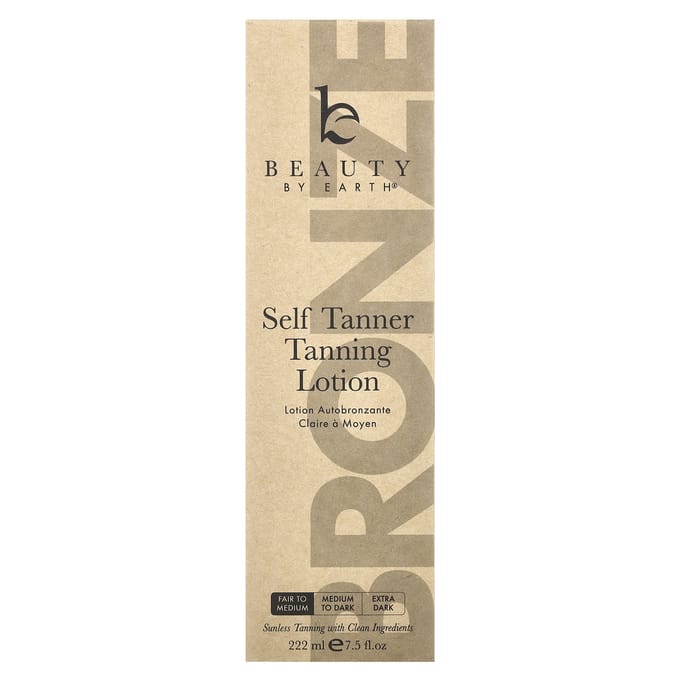 Beauty By Earth, Zelfbruiner Tanning Lotion, Medium Huidskleur, 7,5 fl oz (222 ml) brown