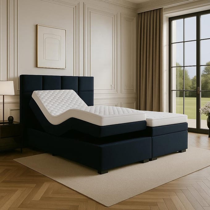 Boxspring Modena Elektrisch verstelbaar 140x220 cm Donkerblauw