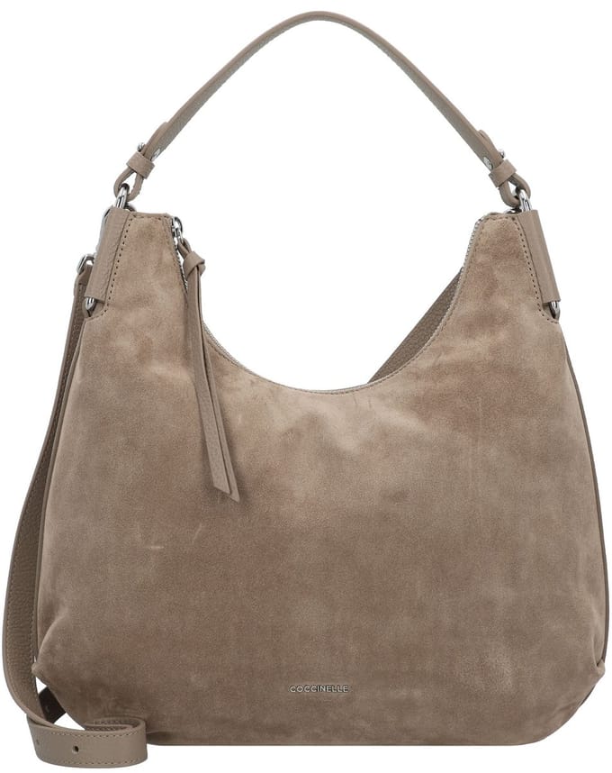 COCCINELLE Leren schoudertas Suede Leather Handbag Warm Taupe