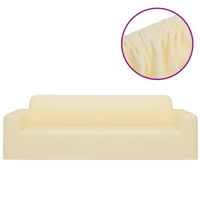 vidaXL - Driezitsbankhoes - stretch - polyester - jersey - crèmekleurig