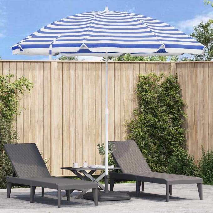 vidaXL - Strandparasol - Blauw - en - Wit - 263 - x - 263 - x - 272 - cm
