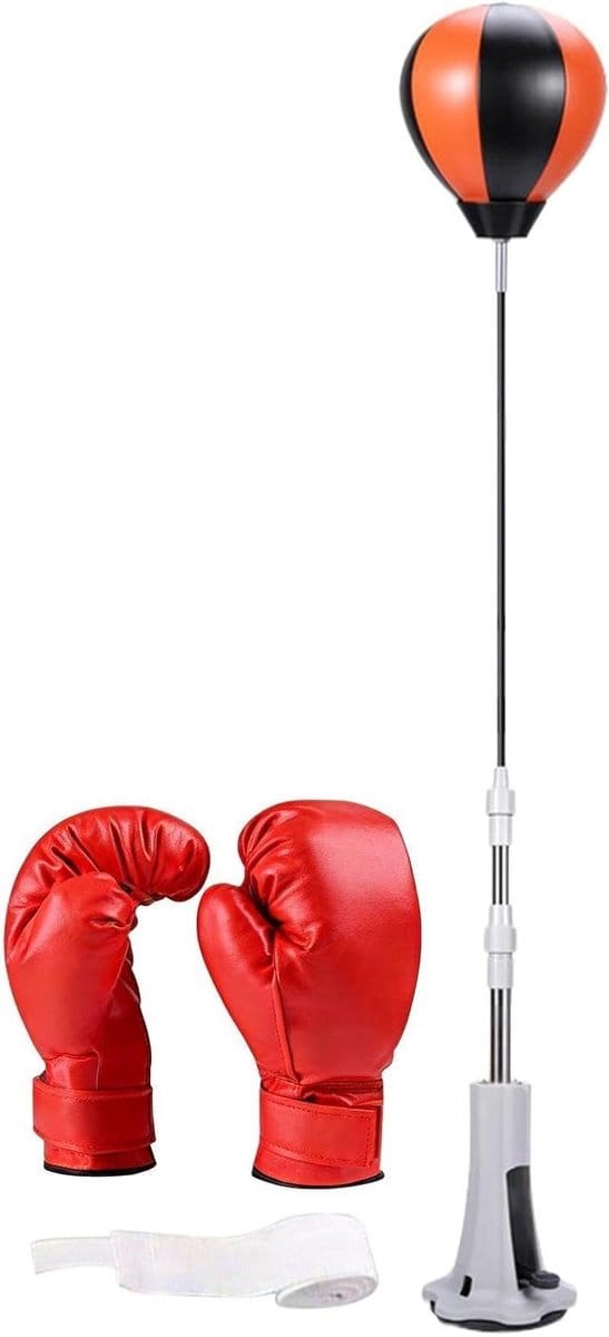 Bokszak met Standaard - Reflex Bal - Fitness Training - Zuignap Basis - 100-150 cm - Zwart