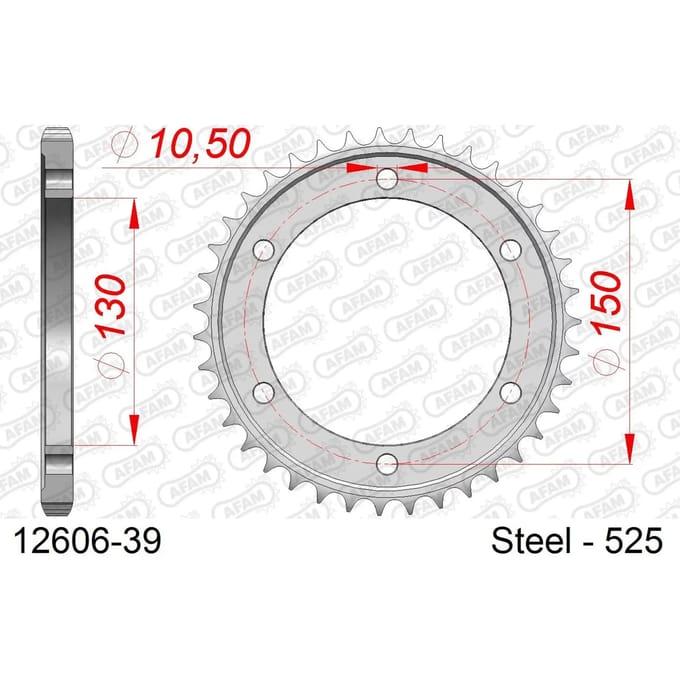 Stalen tandwiel Afam 525 39 dents