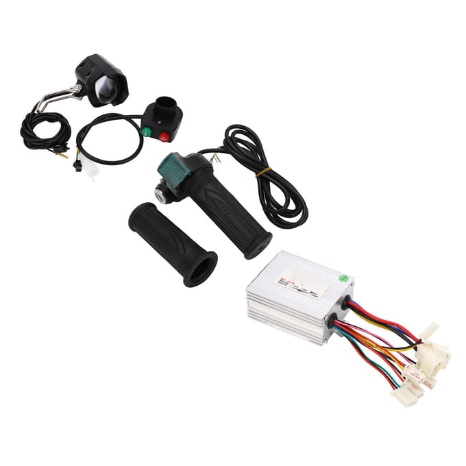 48V 500W elektrische fiets gashendelcontroller kit, stabiele elektrische fietscontroller stuurkit met koplamp black