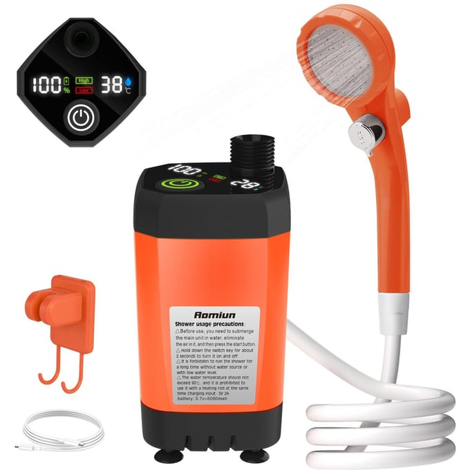 Camping Douchepomp RV Buitendouchekit Campingdouche Intelligente Digitale Display Verstelbare Douche 6000mah