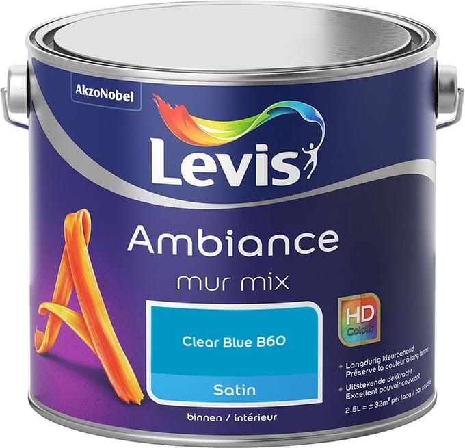Levis - Ambiance Mur Satin Mix - Clear Blue B60 - Mengverf - 2,5 L