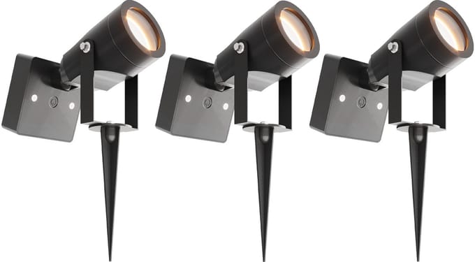 Ledvion - 3X LED Solar Prikspots, Zwart, IP65, 3000K