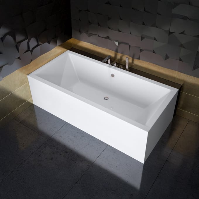 Badland QUADRO ligbad 180 x 80 cm wit met baddrager