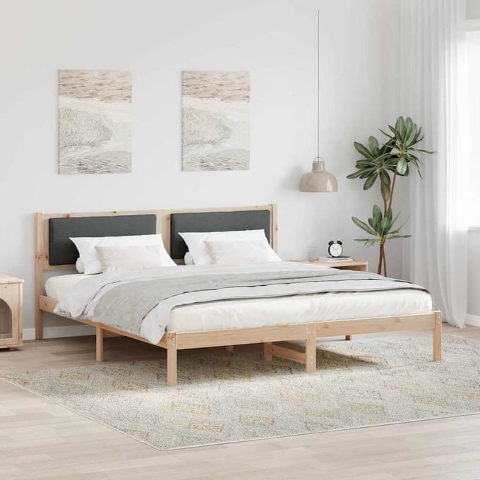vidaXL - Bedframe - Donkergrijs - 180 - x - 200 - cm - Massief - grenenhout