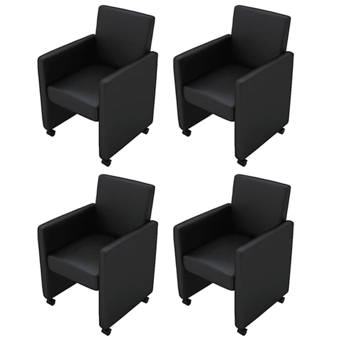 vidaXL - Eetkamerstoelen - 4 - st - kunstleer - zwart