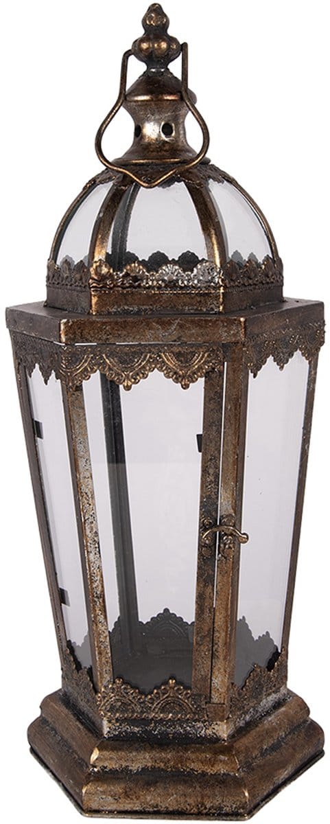 Clayre & Eef Lantaarn 19x17x45 cm Bruin Metaal