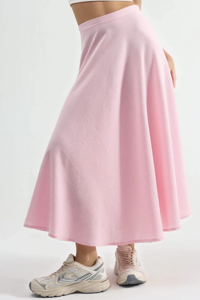 Hoge Taille Textuur A-Lijn Maxi Rok