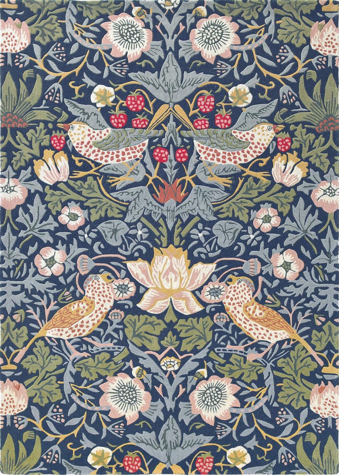 Morris & Co Strawberry Thief Indigo 27708 - 140 x 200 cm