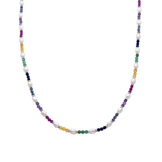 Luxenter Sterling Zilver 925 ketting met Multicolour Gerhodineerd Kristal - Biroal