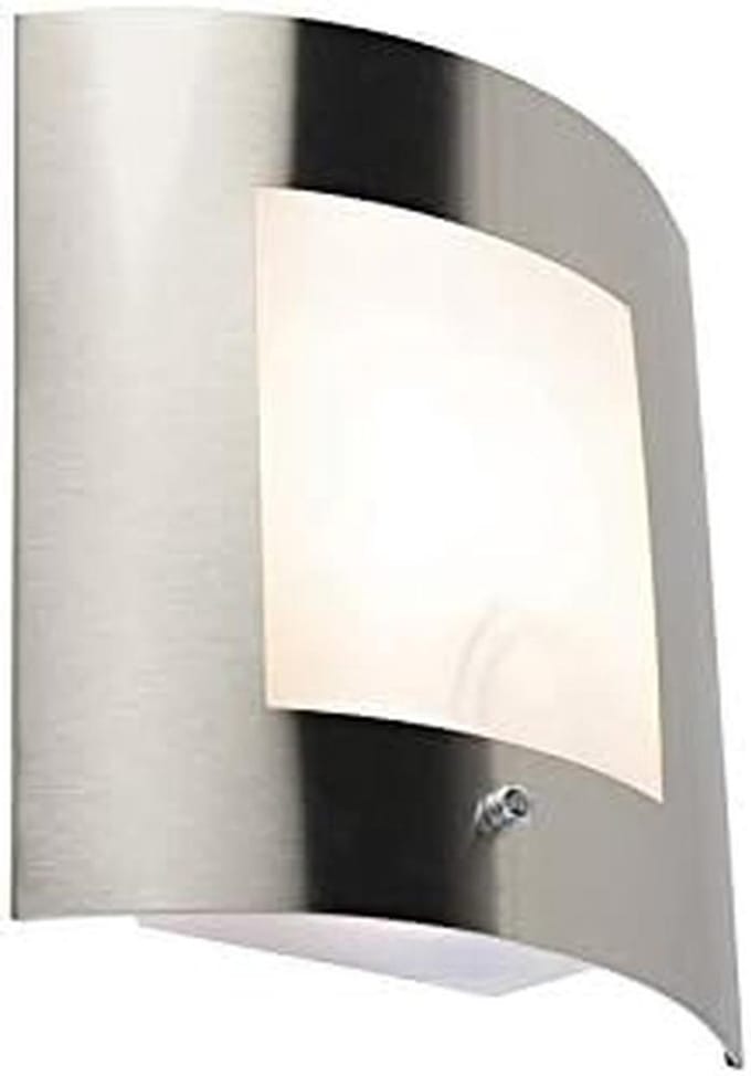 Moderne Zilveren Buitenwandlamp RVS met Licht-Donker Sensor - Rechthoekig IP44
